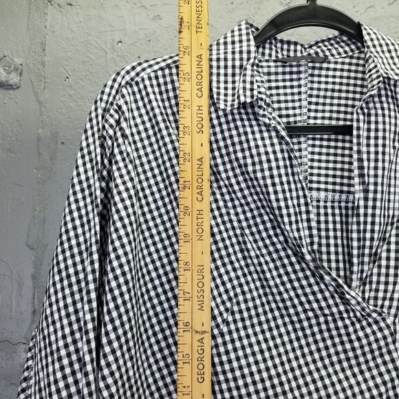 INDIBRAND Popover Blouse Women's L Collared Gingham Check Long Sleeve Cotton - Picture 12 of 14